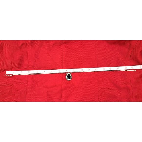 Vintage Rhinestone Clear Black Necklace Costume Teardrop Pendant Costume 17" - Picture 6 of 6